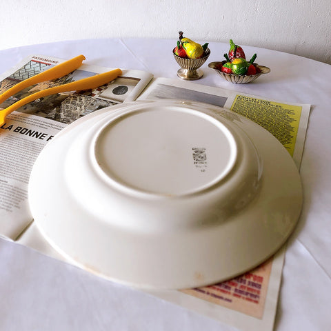 ディゴワンサルグミンヌ バスク柄プレート  大皿 30.8cm『ルージュ・マリン』フランスアンティーク食器 フランス蚤の市・ブロカント バスク柄食器