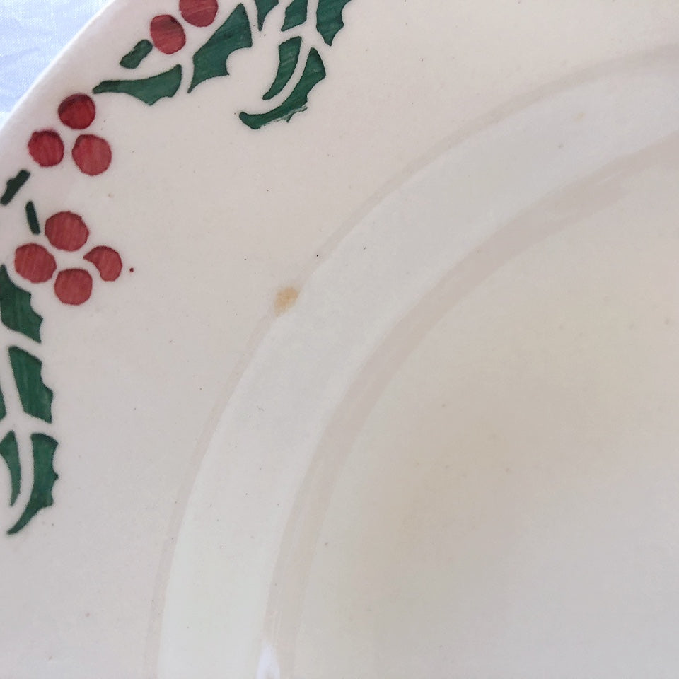 ご予約フランスアンティーク クレイユモントロー HOUX　柊　スーププレート・深皿 フランスアンティーク食器　ブロカント　蚤の市