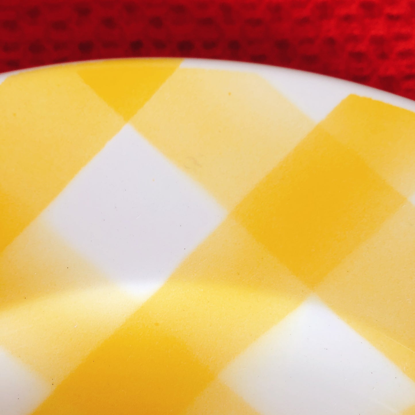 ディゴワンサルグミンヌ 『ECOSSAIS エコセ』黄色ギンガムチェック　大皿 ラウンドプレート フランスアンティーク・ヴィンテージ食器　ブロカント　蚤の市