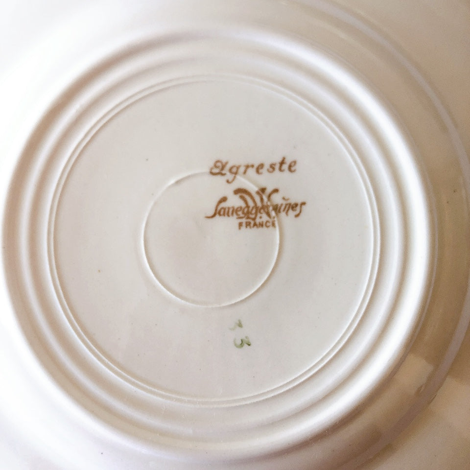 フランス サルグミンヌ sarreguemines アグレスト デザートプレート 20.7㎝  フランスアンティーク食器 フランス蚤の市・ブロカント