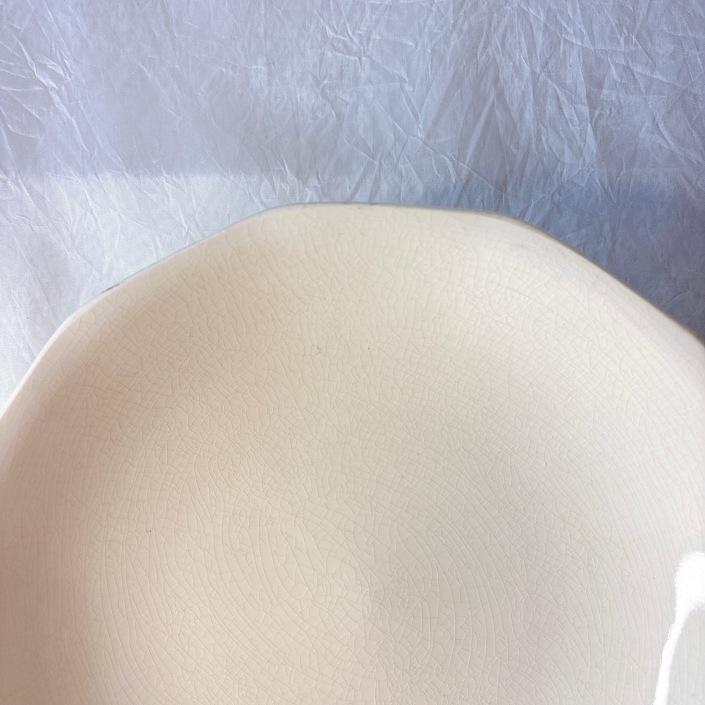 サンタマン １２角形コンポート皿 コンポティエ アイボリー フランスアンティーク食器 ブロカント 蚤の市