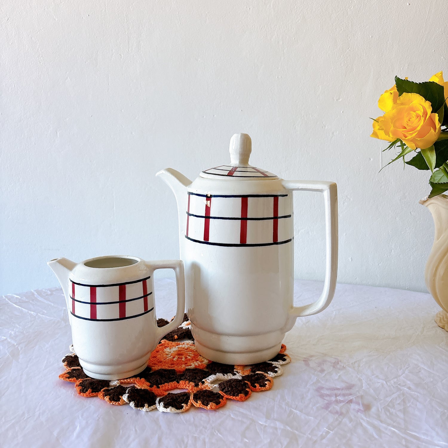 バスク柄 ポット フレンチアンティーク