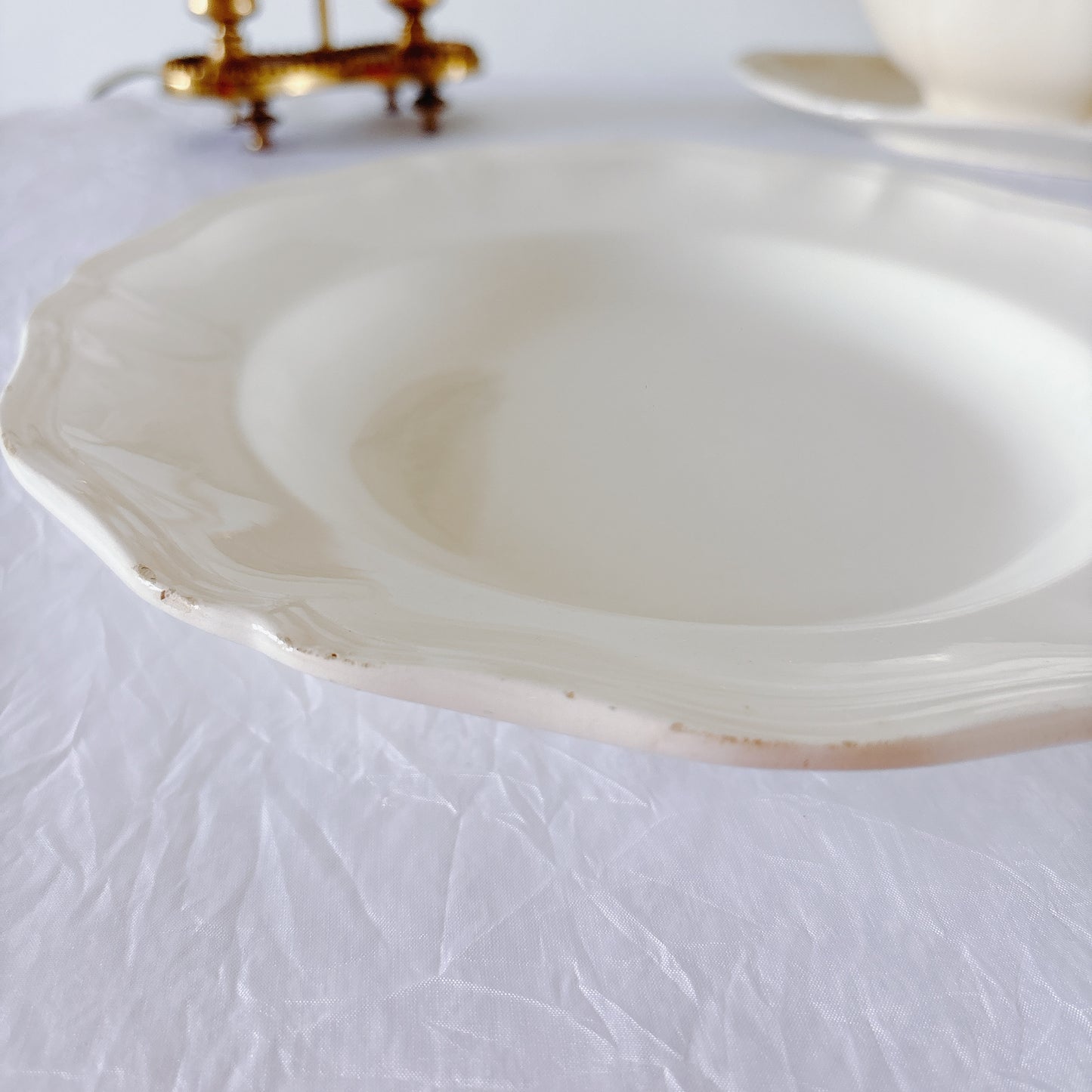 フランス ディゴワン＆サルグミンヌ 花リム スーププレート 深皿 フランスアンティーク食器 ブロカント　蚤の市