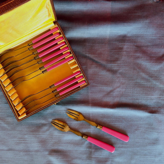 フランスアンティーク シルバープレートカトラリーフォーク 12本セット BOX付 フランスアンティーク食器 ブロカント 蚤の市