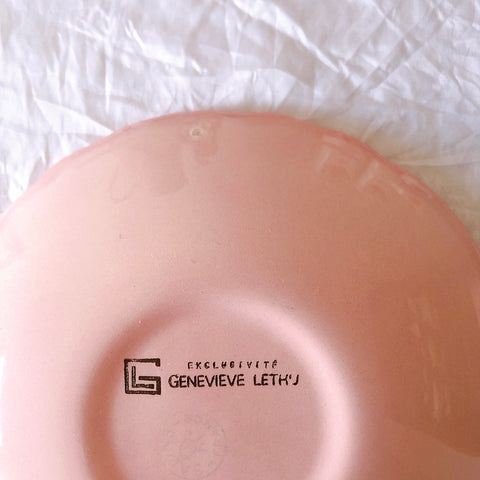 サラン SALINS 花リムカップアンドソーサー　ピンクドット柄　フランスアンティーク食器 フランス蚤の市・ブロカント