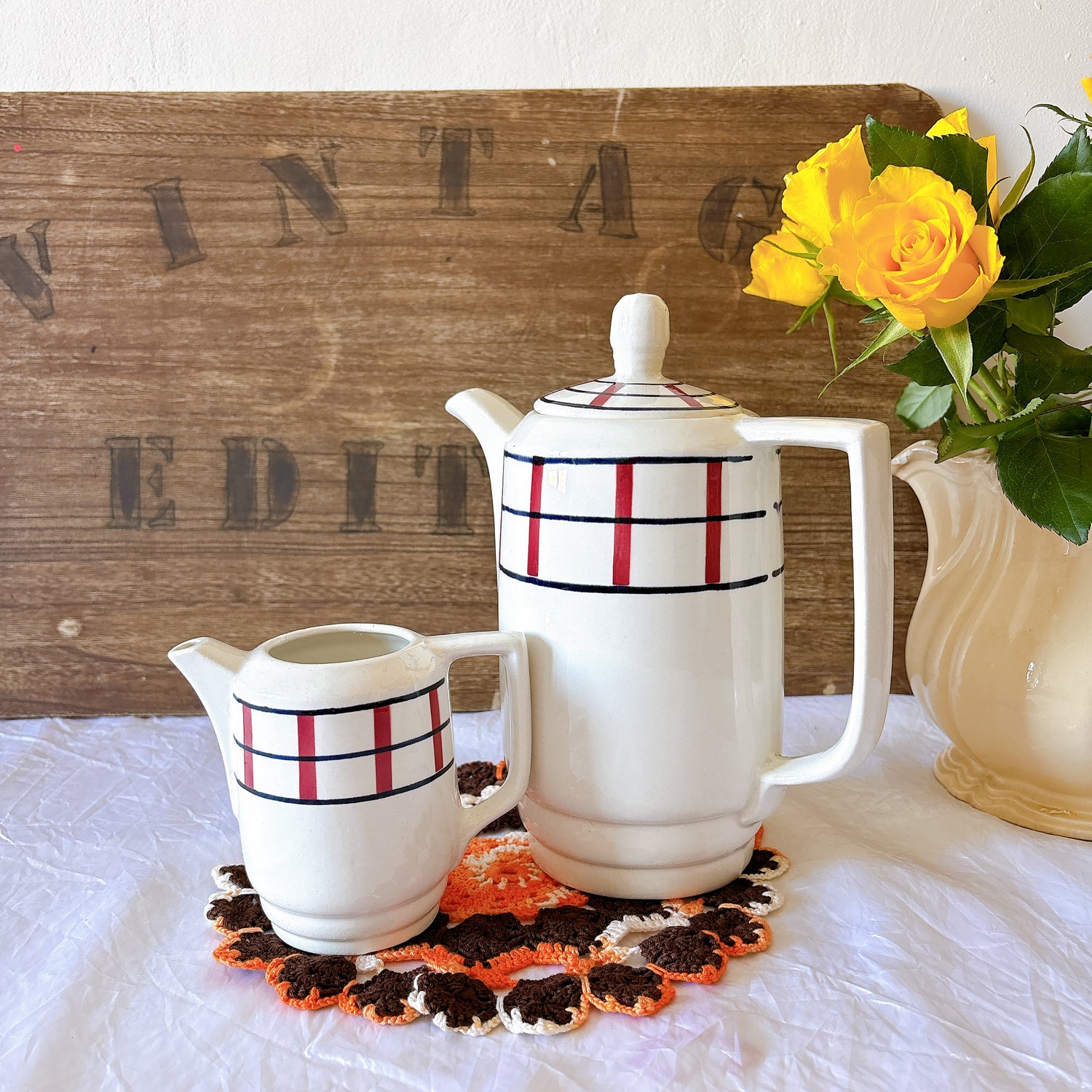 サンタマン窯 バスク柄 陶器ポット