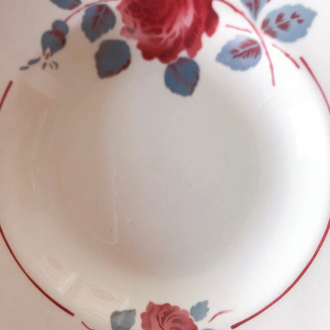 フランスアンティーク　バドンヴィレー　バラ柄スーププレート　深皿　フランスアンティーク食器 ブロカントアンティーク 蚤の市