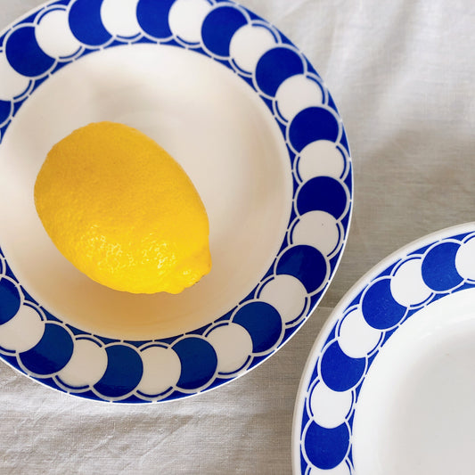 ディゴワンサルグミンヌ Digoin&sarregumines DOROTHY スーププレート 深皿 A ブルー フランスアンティーク食器 ビンテージ食器 ブロカント 蚤の市