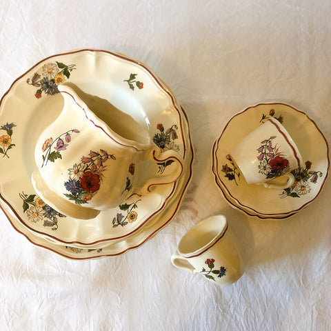 ディゴワンサルグミンヌ Digoin＆sarreguemines アグレスト コーヒーカップ＆ソーサー２客セット フランスアンティーク食器 フランス蚤の市・ブロカント