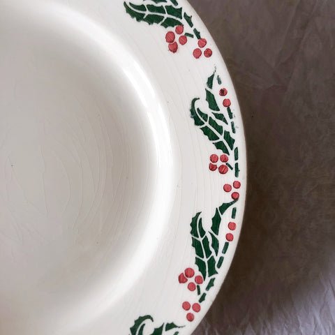 ご予約　フランスアンティーク クレイユモントロー HOUX　柊　ディナープレート　平皿 3枚セット　フランスアンティーク食器　ブロカント　蚤の市