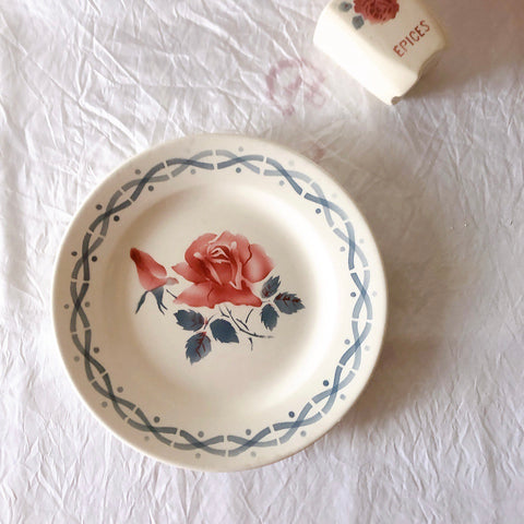 フランス ディゴワンサルグミンヌ   JANINE 花柄 デザートプレート  フランスアンティーク食器 フランス蚤の市・ブロカント