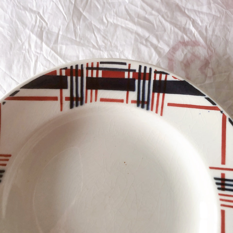 サンタマン　Saint amand バスク柄スーププレート、クルーズプレート フランスアンティーク食器 ブロカント 蚤の市