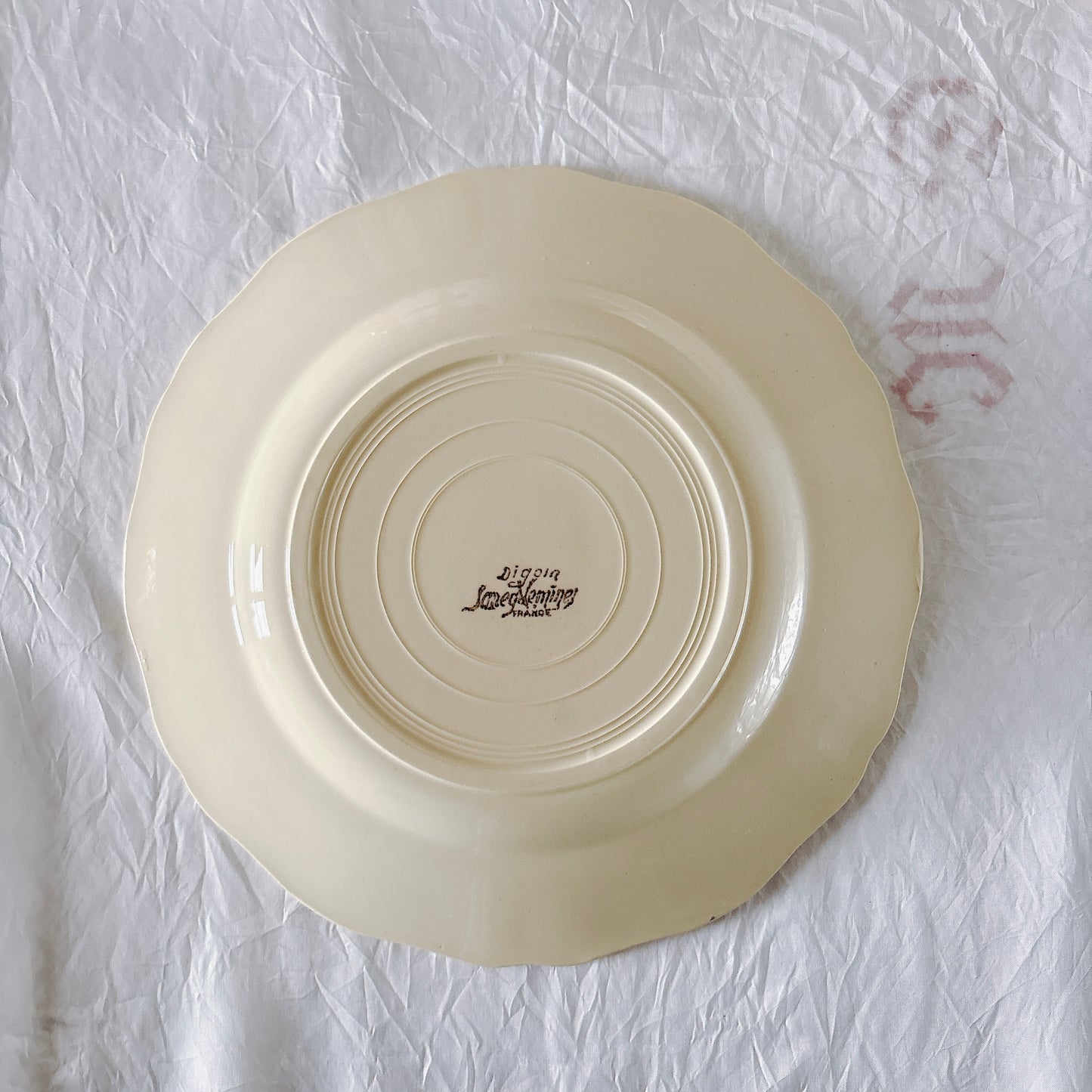 フランス ディゴワン＆サルグミンヌ 花リム ディナープレート 平皿 フランスアンティーク食器 ブロカント　蚤の市