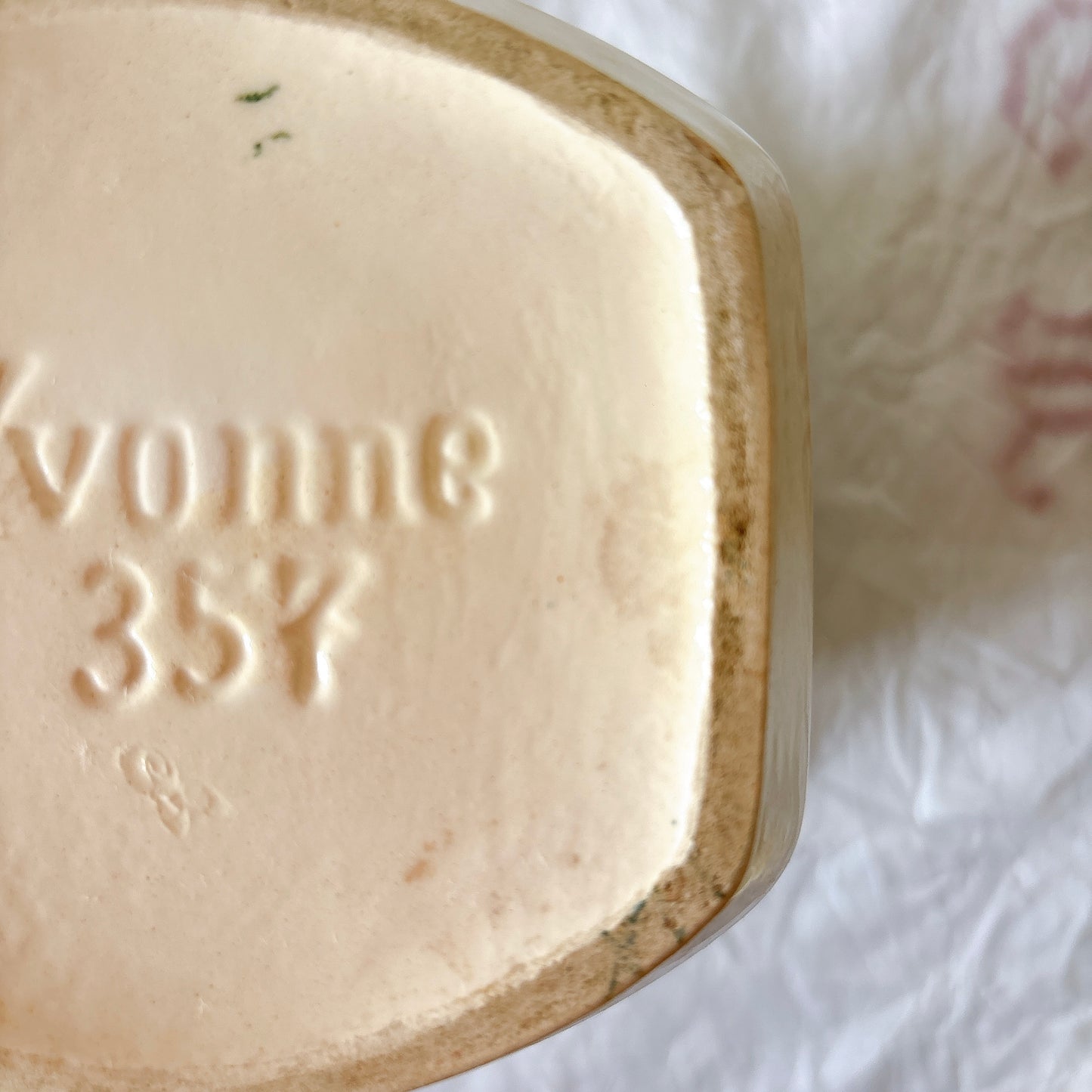 フランスヴィンテージ  アールデコ幾何学模様　陶器キャニスター  フランスアンティーク食器　ブロカント　蚤の市