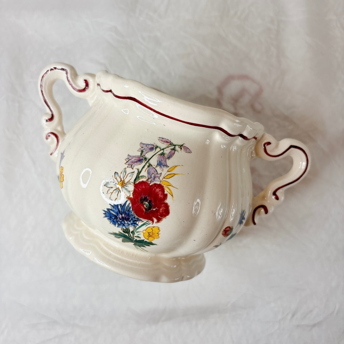 ディゴワンサルグミンヌ Digoin＆sarreguemines アグレスト シュガーポット　シュクリエ　フランスアンティーク食器 フランス蚤の市・ブロカント