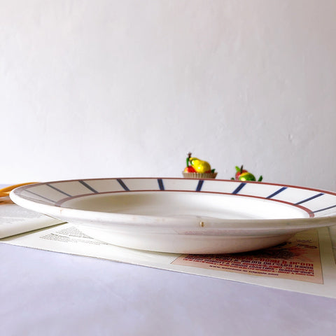 ディゴワンサルグミンヌ バスク柄プレート  大皿 30.8cm『ルージュ・マリン』フランスアンティーク食器 フランス蚤の市・ブロカント バスク柄食器