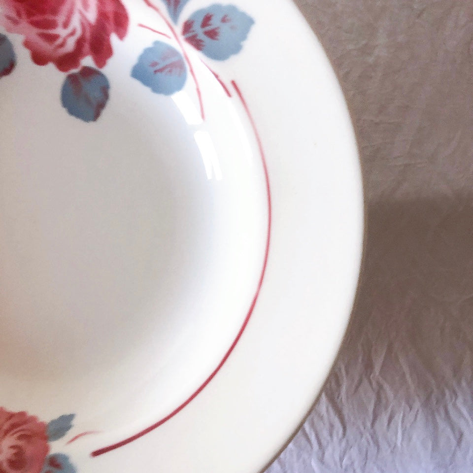 フランスアンティーク　バドンヴィレー　バラ柄スーププレート　深皿　フランスアンティーク食器 ブロカントアンティーク 蚤の市