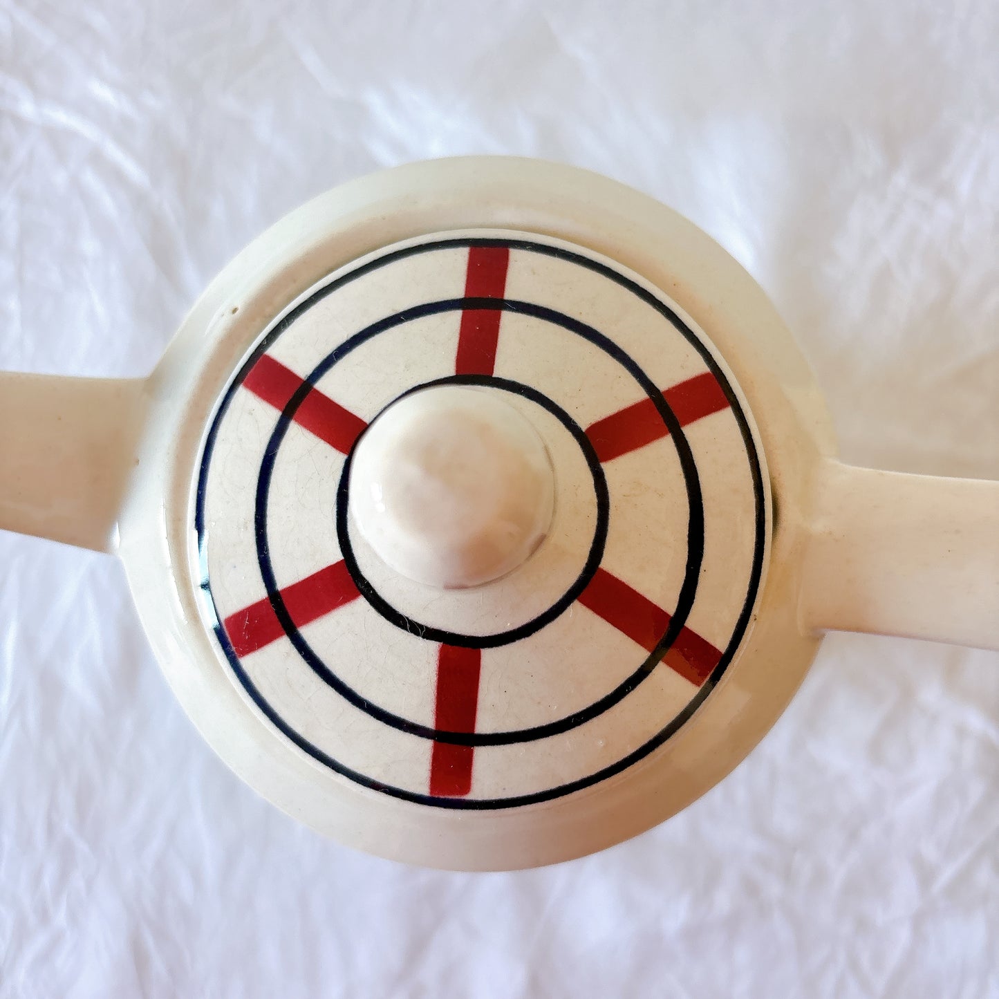 フランスアンティーク サンタマン　バスク柄 カフェオレポット / コーヒーポット
 「ルージュxマリン」フランスアンティーク食器　ブロカント　蚤の市