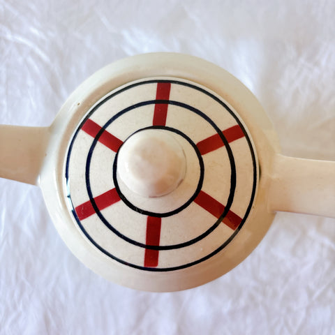 フランスアンティーク サンタマン　バスク柄 カフェオレポット / コーヒーポット
 「ルージュxマリン」フランスアンティーク食器　ブロカント　蚤の市