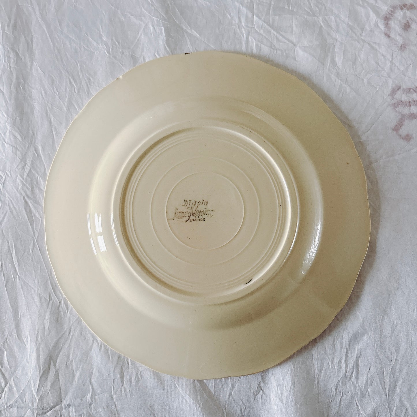 フランス ディゴワン＆サルグミンヌ 花リム ディナープレート 平皿 フランスアンティーク食器 ブロカント　蚤の市