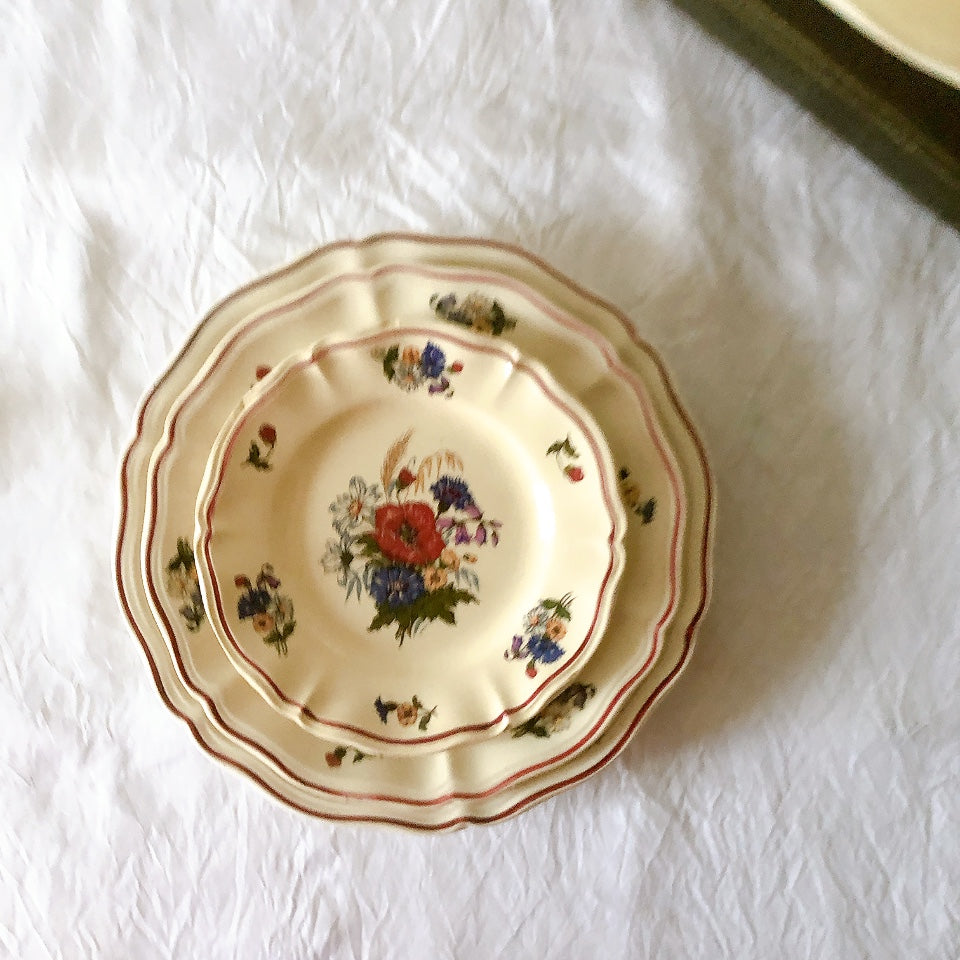 フランス サルグミンヌ sarreguemines アグレスト デザートプレート 20.7㎝  フランスアンティーク食器 フランス蚤の市・ブロカント