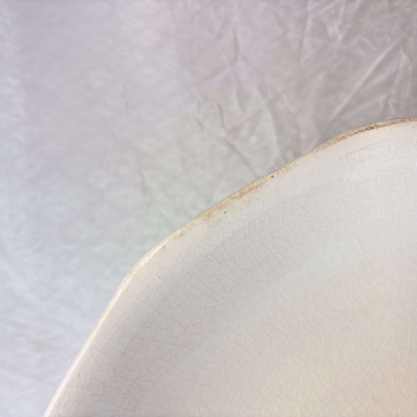 サンタマン １２角形コンポート皿 コンポティエ アイボリー フランスアンティーク食器 ブロカント 蚤の市