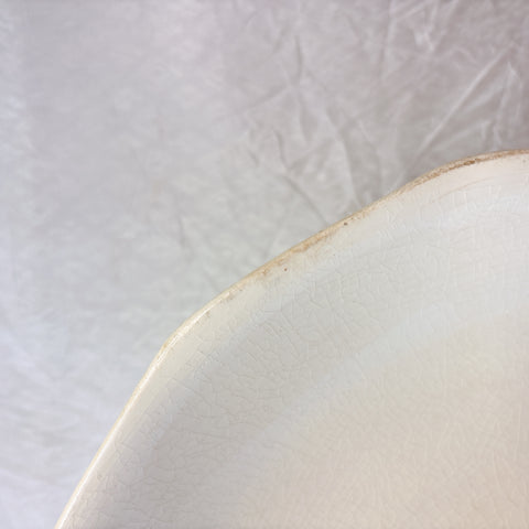 サンタマン １２角形コンポート皿 コンポティエ アイボリー フランスアンティーク食器 ブロカント 蚤の市