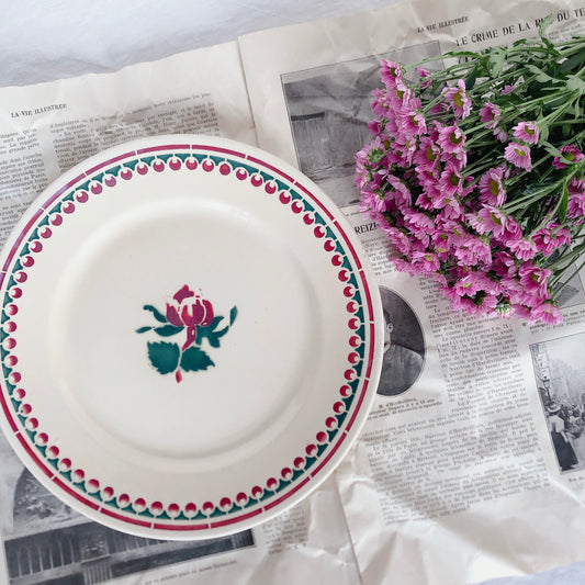 バドンヴィレー Badonviller CAMBON ディナープレート 平皿 B ブロカント フランスアンティーク食器 ビンテージ食器