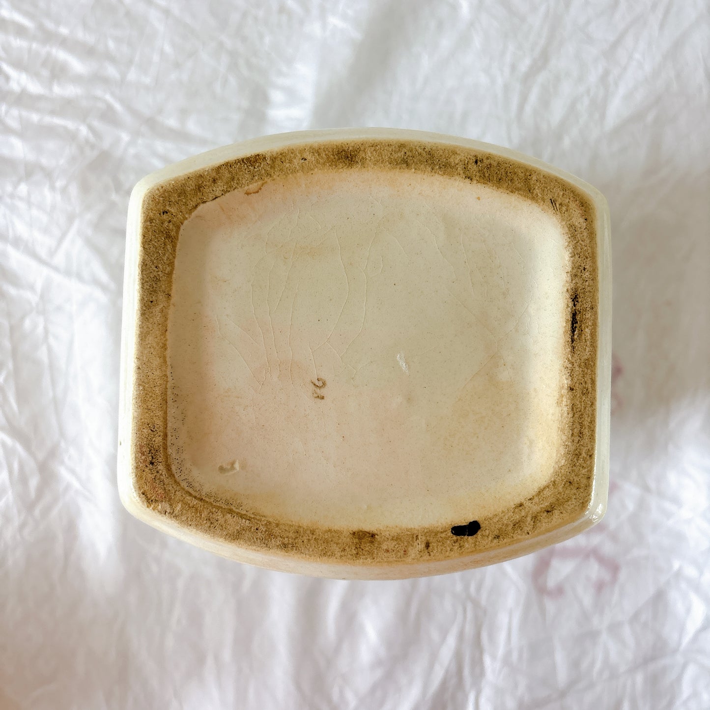 フランスヴィンテージ  アールデコ調幾何学模様　陶器キャニスター  フランスアンティーク食器　ブロカント　蚤の市