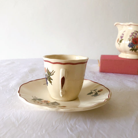 ディゴワンサルグミンヌ Digoin＆sarreguemines アグレスト コーヒーカップ＆ソーサー２客セット フランスアンティーク食器 フランス蚤の市・ブロカント