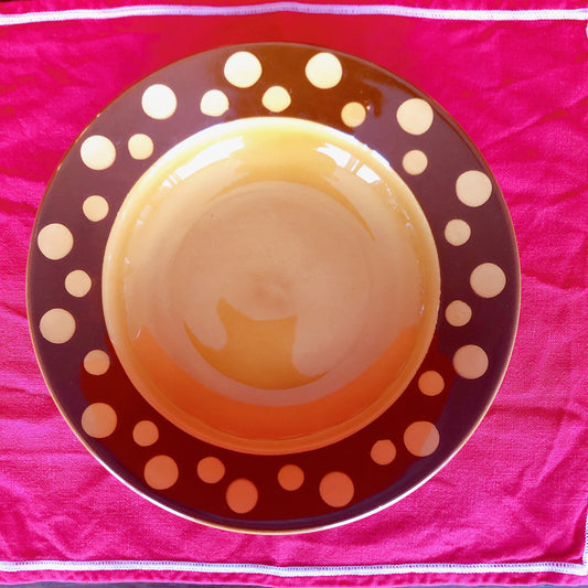 フランス アンティークスーププレート 深皿 B ディゴワン&サルグミンヌ マロンドット柄 人気シリーズ アンティーク食器 ヴィンテージ食器 ブロカント 蚤の市