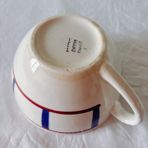 ディゴワンサルグミンヌ バスク柄 コーヒーカップ 200ml『ルージュ・マリン』 フランスアンティーク食器 蚤の市　ブロカント　バスク柄食器