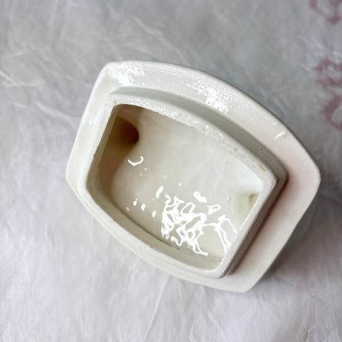 クレイユエモントロー  HBCM Béarn バスク柄 陶器キャニスター 「赤x青 」フランスアンティーク　ブロカント　蚤の市
