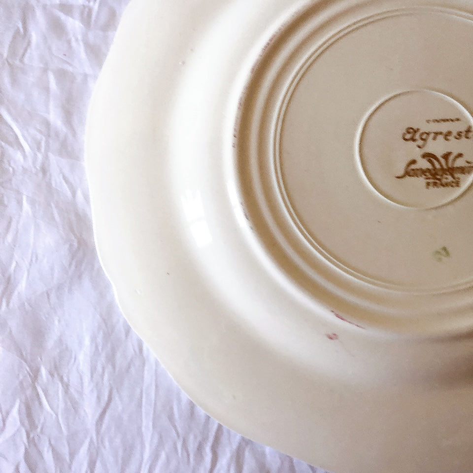 フランス サルグミンヌ sarreguemines アグレスト デザートプレート 20.7㎝  フランスアンティーク食器 フランス蚤の市・ブロカント