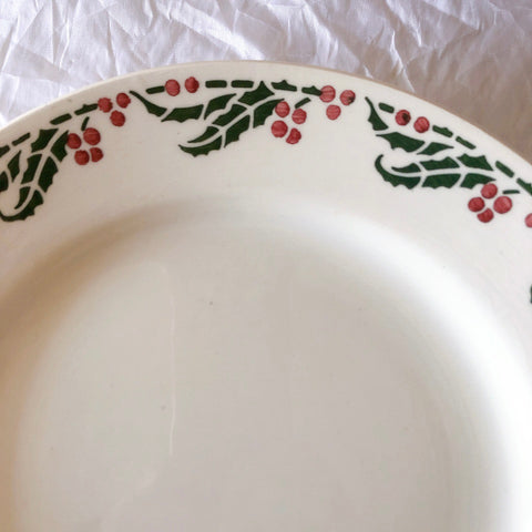 ご予約　フランスアンティーク クレイユモントロー HOUX　柊　ディナープレート　平皿 3枚セット　フランスアンティーク食器　ブロカント　蚤の市