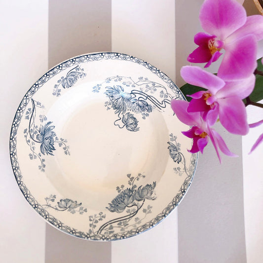 ご予約フランスアンティーク U&Cサルグミンヌ スーププレート 深皿 ”ROYAT” ロワイヤ d フランスアンティーク食器 ブロカント 蚤の市