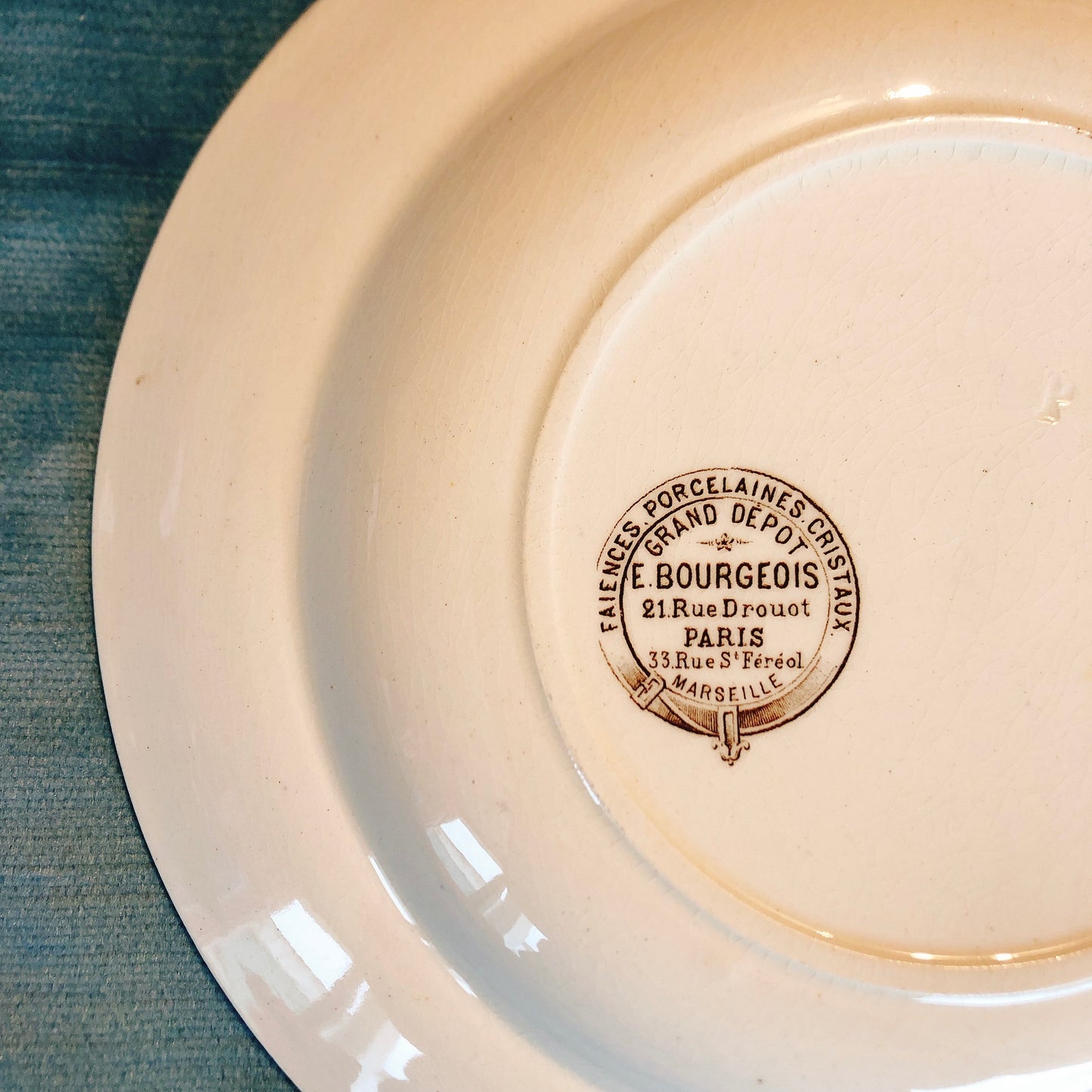 フランスアンティーク  GRAND DEPOT E.Bourgeois グランデポ エミールブルジョワ　スーププレート 深皿 Ⅾ フランスアンティーク食器 ブロカント 蚤の市