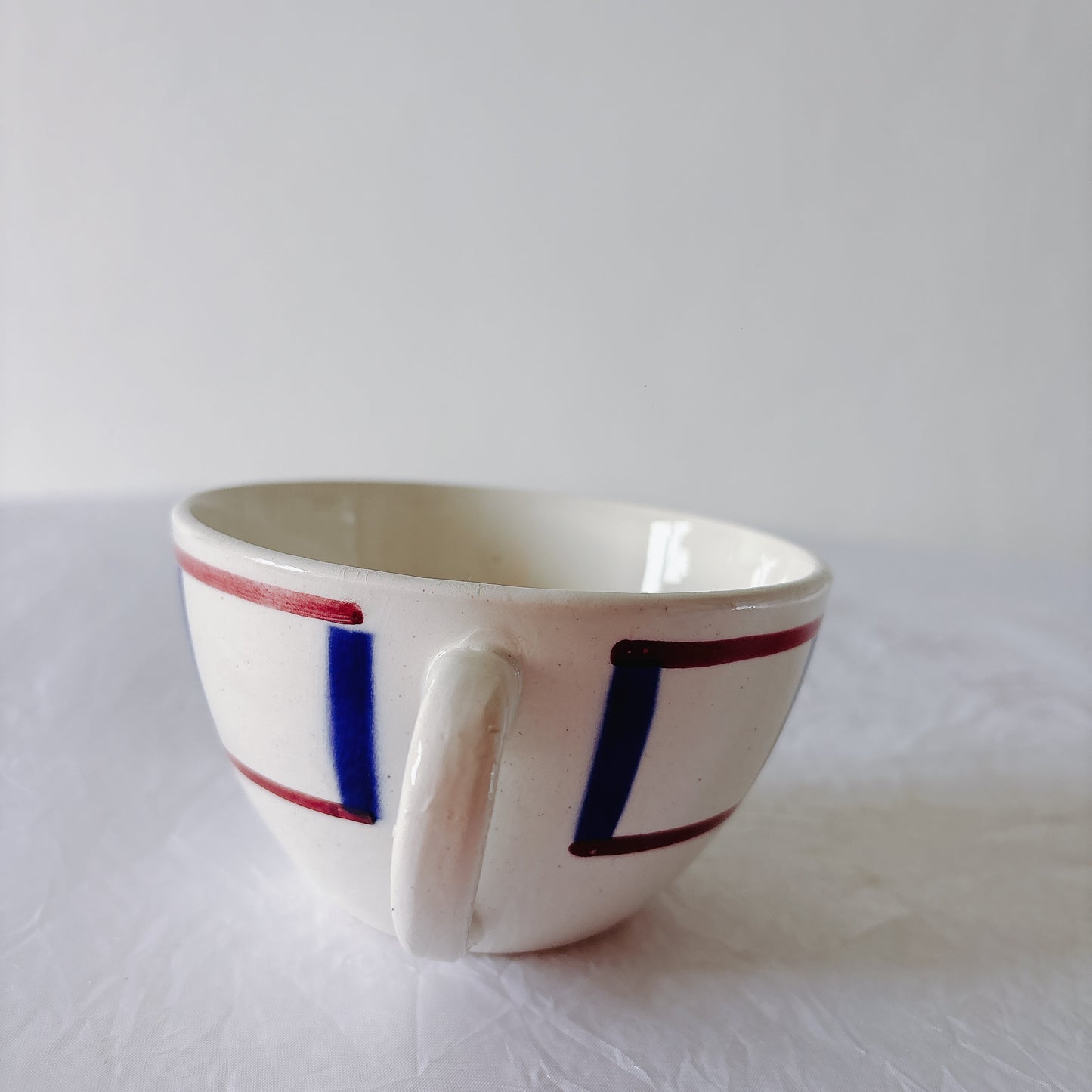 ディゴワンサルグミンヌ バスク柄 コーヒーカップ 200ml『ルージュ・マリン』 フランスアンティーク食器 蚤の市　ブロカント　バスク柄食器