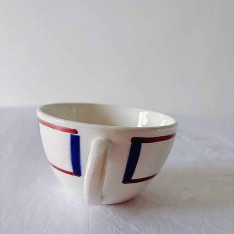 ディゴワンサルグミンヌ バスク柄 コーヒーカップ 200ml『ルージュ・マリン』 フランスアンティーク食器 蚤の市　ブロカント　バスク柄食器