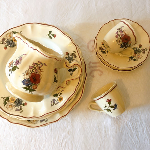 ディゴワンサルグミンヌ Digoin＆sarreguemines アグレスト コーヒーカップ＆ソーサー２客セット フランスアンティーク食器 フランス蚤の市・ブロカント