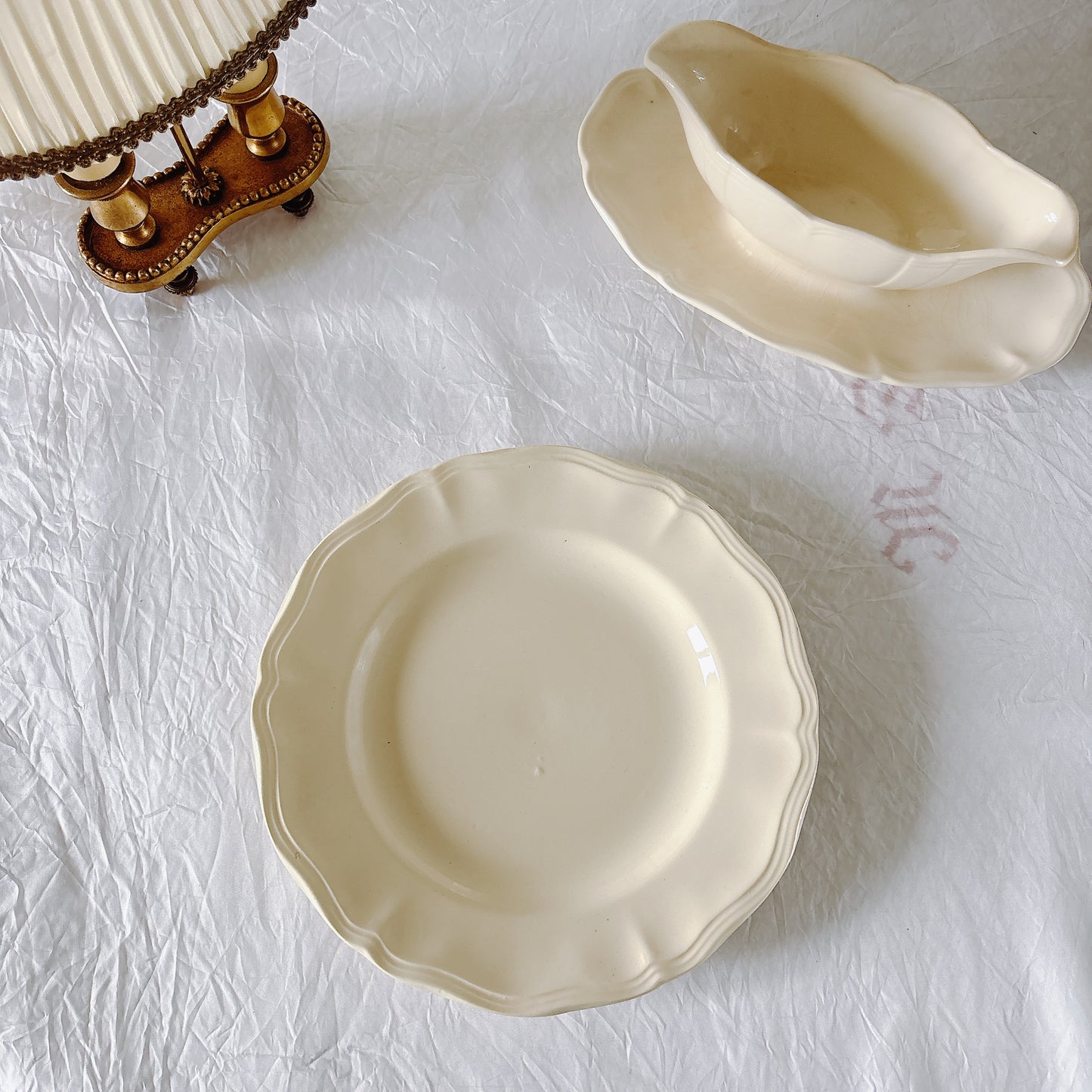 フランス ディゴワン＆サルグミンヌ 花リム ディナープレート 平皿 フランスアンティーク食器 ブロカント　蚤の市