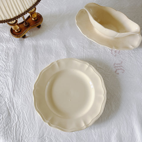 フランス ディゴワン＆サルグミンヌ 花リム ディナープレート 平皿 フランスアンティーク食器 ブロカント　蚤の市