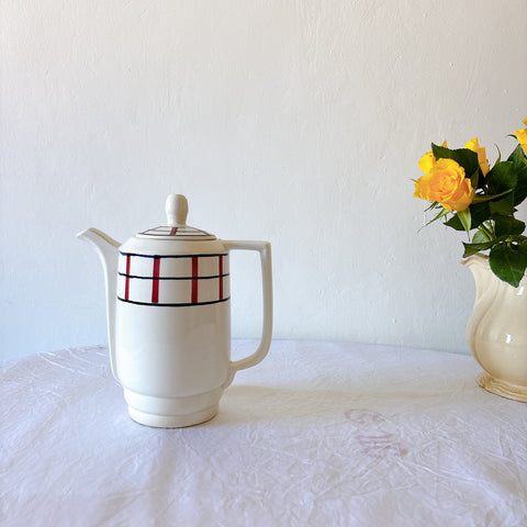 St Amand バスク柄 コーヒーポット 赤×青 手描き