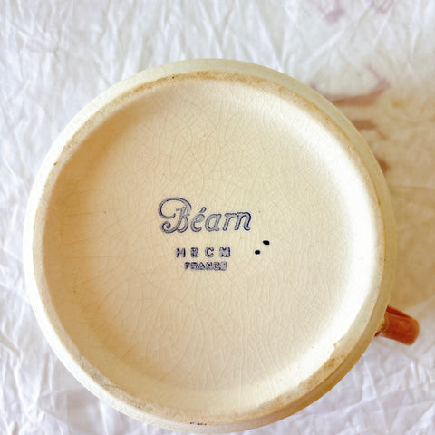 クレイユモントロー HBCM Béarn バスク柄カップ＆ソーサー「イエローｘブルー」 フランスアンティーク食器 ブロカント バスク柄アンティーク