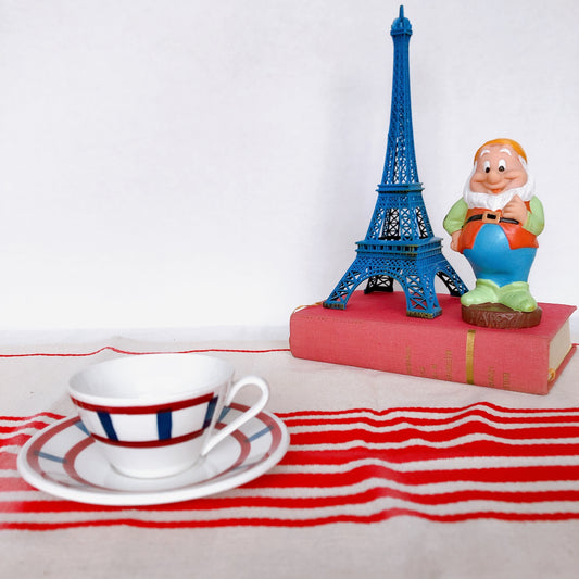 バドンヴィレー バスク柄 カップ&ソーサー「レッド・ブルー」B フランスアンティーク食器 バスク柄アンティーク