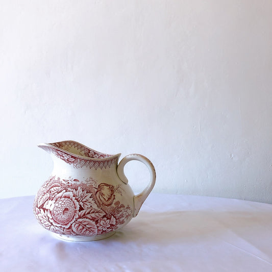 フランスアンティーク サンタマン& アマ―ジュの『JARDINIERE』ジャルディニエール ピシェ・ピッチャー・水差し 赤 フランスアンティーク食器 ブロカント 蚤の市