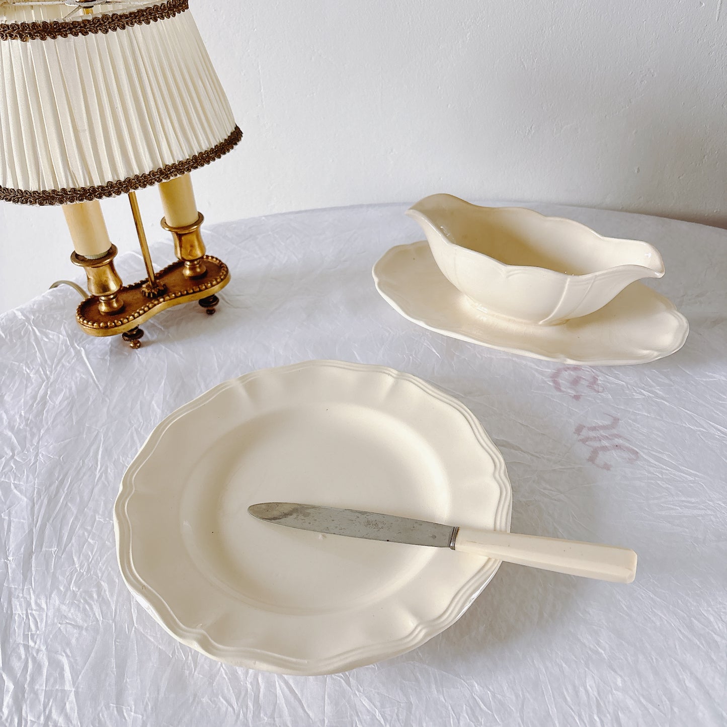 フランス ディゴワン＆サルグミンヌ 花リム ディナープレート 平皿 フランスアンティーク食器 ブロカント　蚤の市