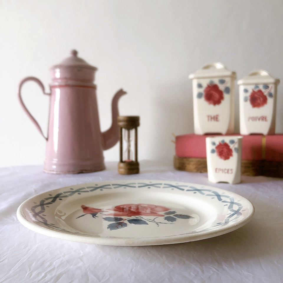 フランス ディゴワンサルグミンヌ   JANINE 花柄 デザートプレート  フランスアンティーク食器 フランス蚤の市・ブロカント