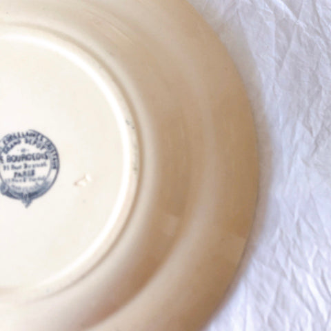 フランスアンティーク  GRAND DEPOT E.Bourgeois グランデポ エミールブルジョワ　蝶鳥柄　ディナープレート 平皿 フランスアンティーク食器 ブロカント 蚤の市