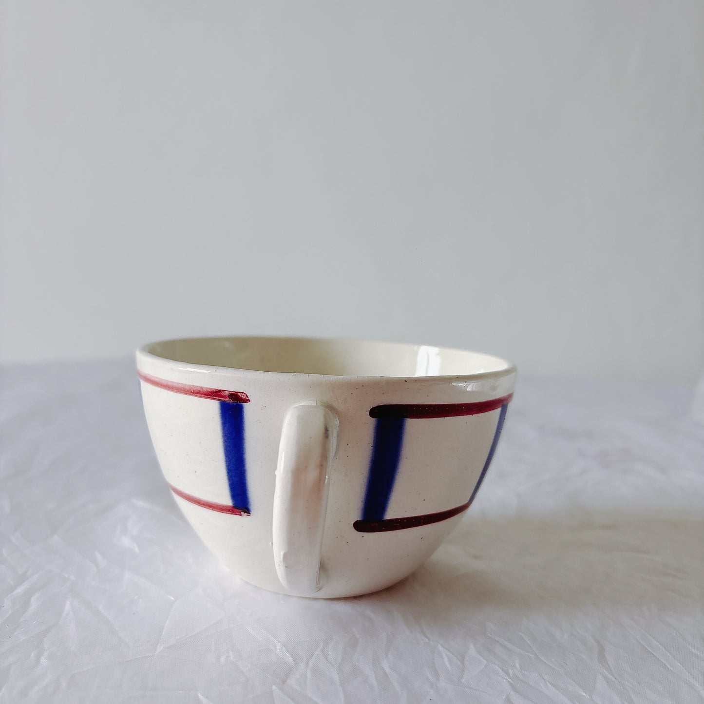 ディゴワンサルグミンヌ バスク柄 コーヒーカップ 200ml『ルージュ・マリン』 フランスアンティーク食器 蚤の市　ブロカント　バスク柄食器